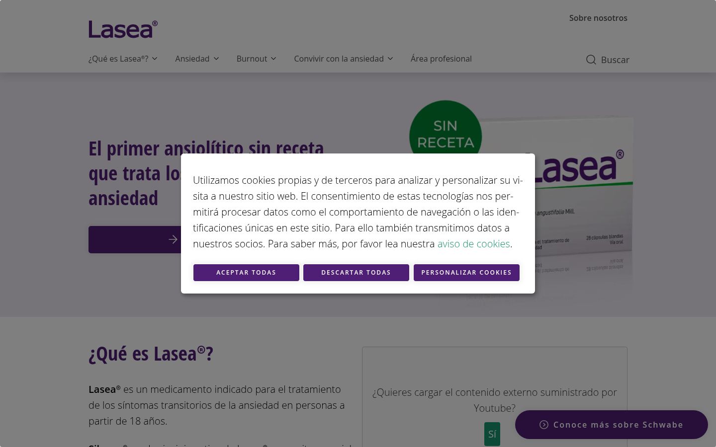 Screenshot del banner di consenso mostrato prima di qualsiasi interazione