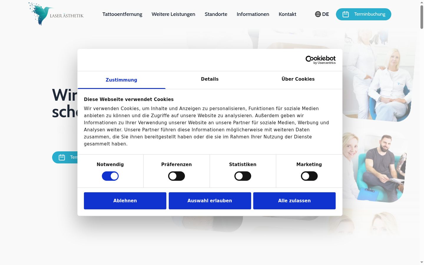 Screenshot del banner di consenso mostrato prima di qualsiasi interazione