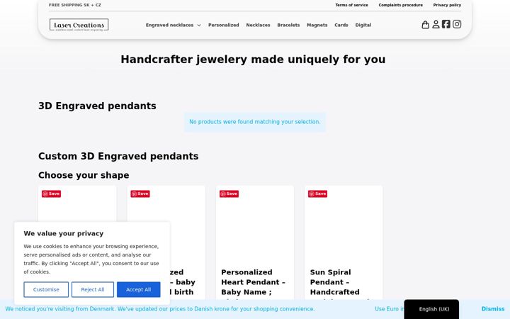 Screenshot of laser-creations.eu