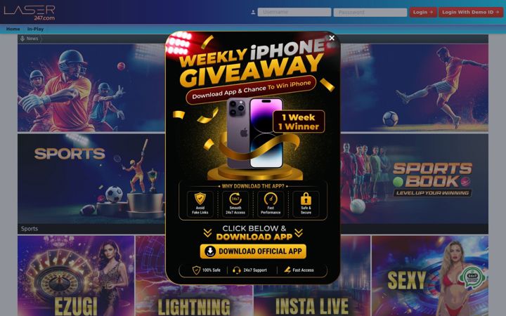 Screenshot of laser247.club