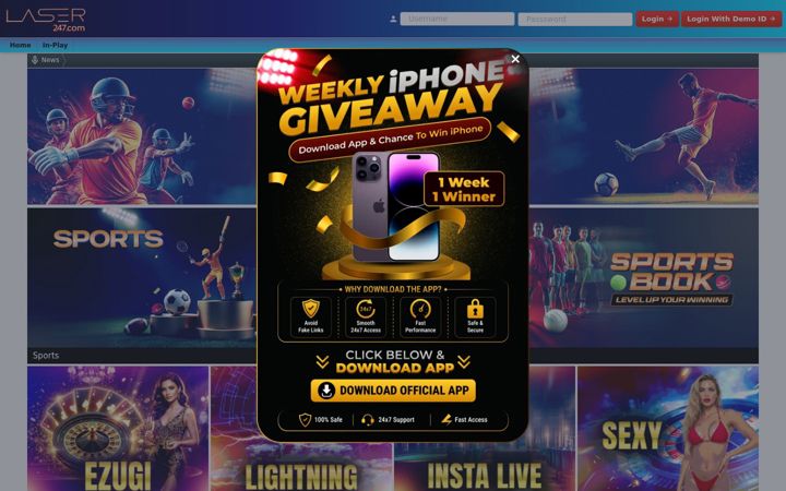 Screenshot of laser247.online