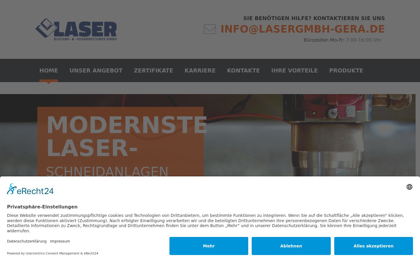 Screenshot des Einwilligungsbanners vor jeglicher Interaktion
