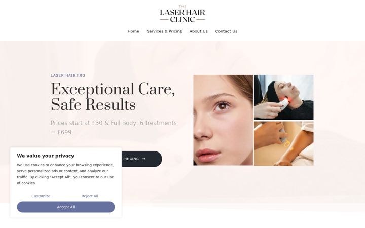 Screenshot of laserhairpro.co.uk