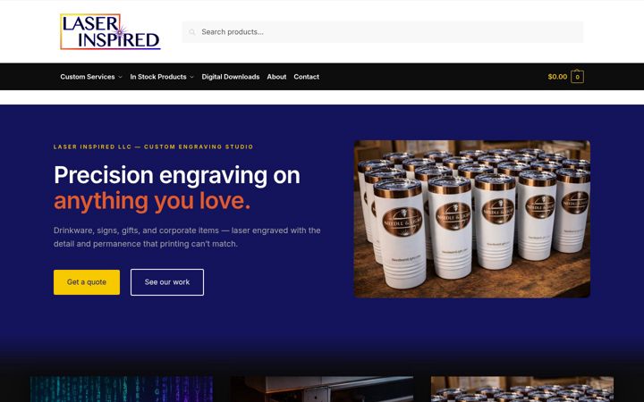 Screenshot of laserinspired.com