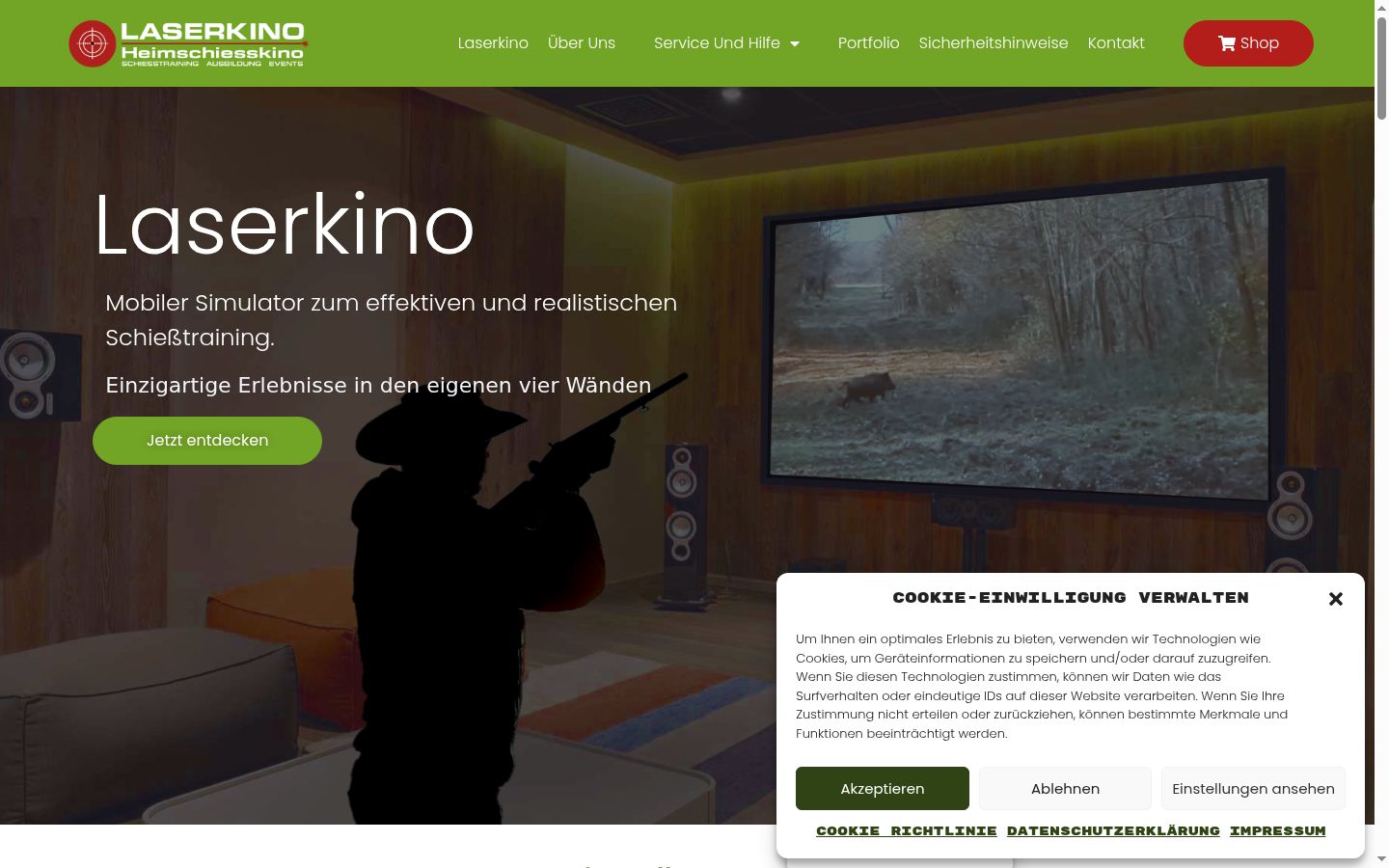 Screenshot des Einwilligungsbanners vor jeglicher Interaktion