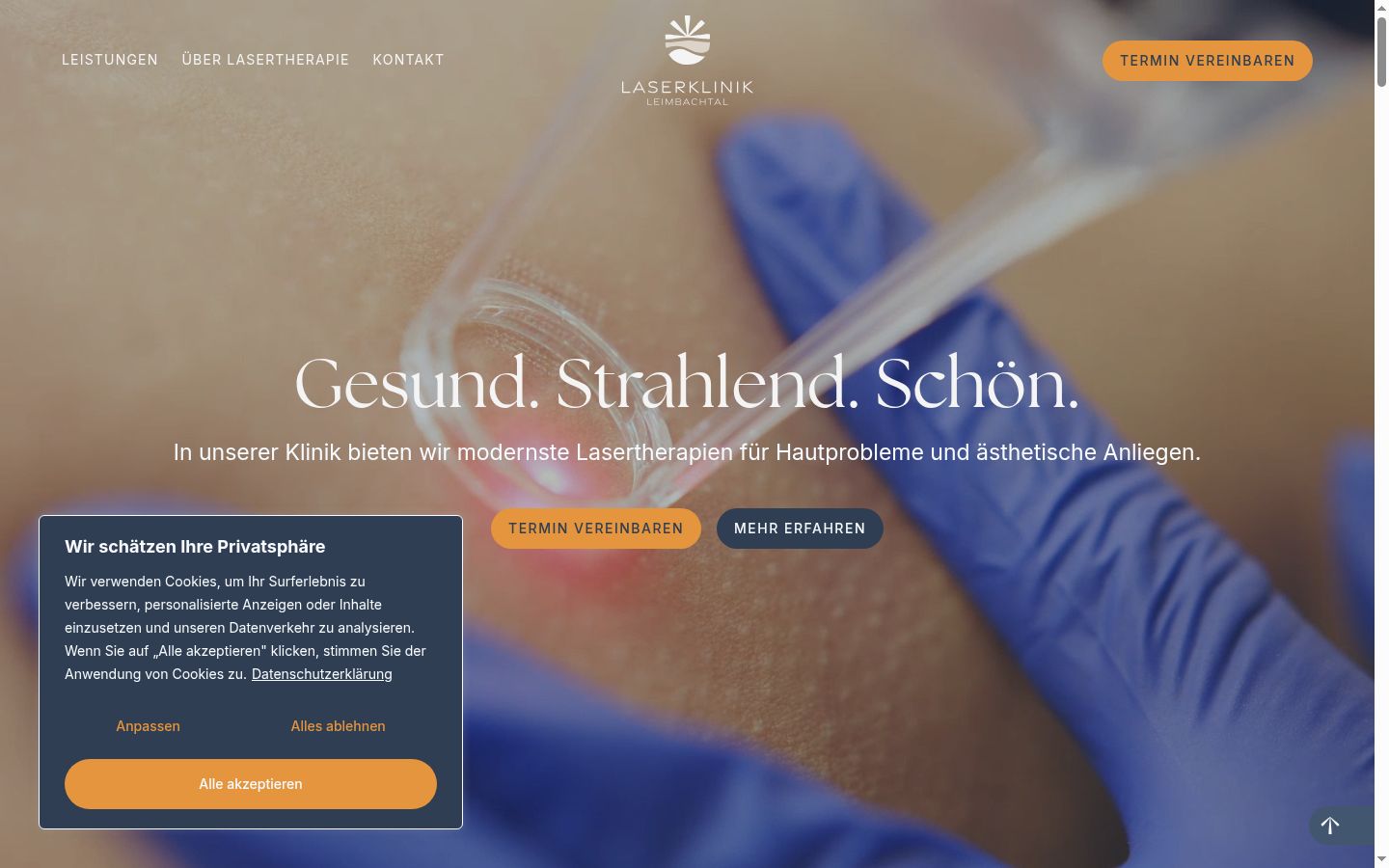 Screenshot des Einwilligungsbanners vor jeglicher Interaktion