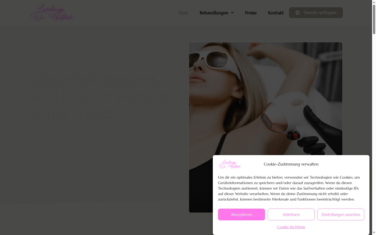 Screenshot of the consent banner shown before any interaction