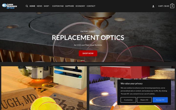 Screenshot of laserresearch.net