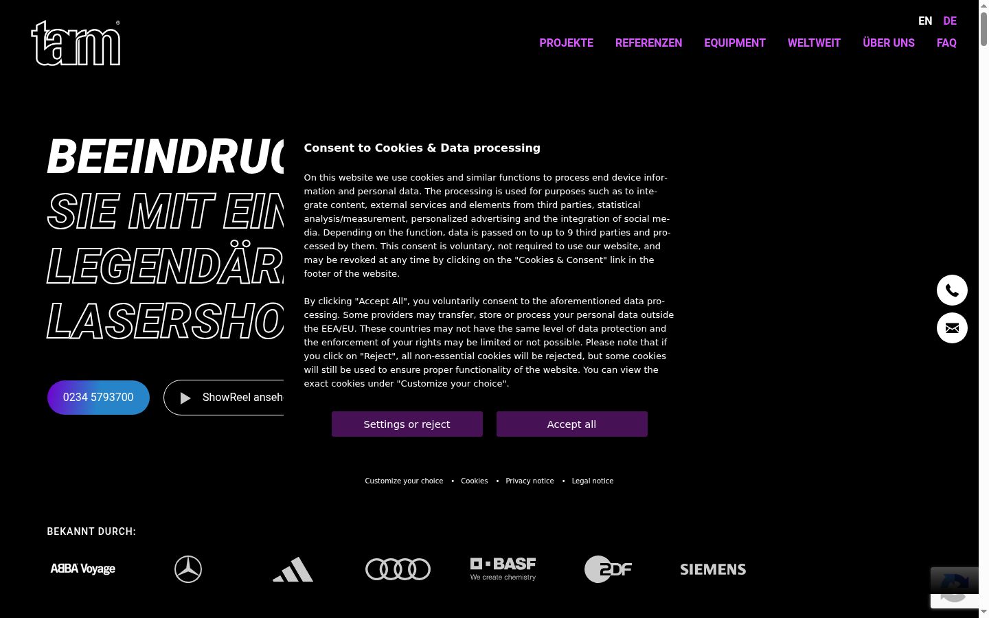 Captura de ecrã do banner de consentimento apresentado antes de qualquer interação