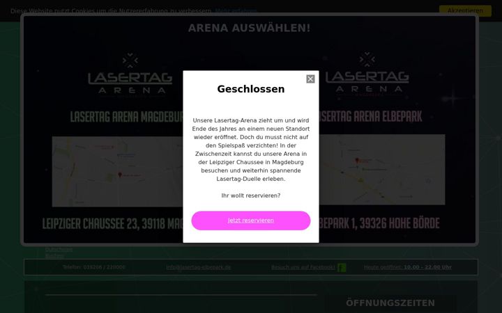 Screenshot of lasertag-elbepark.de