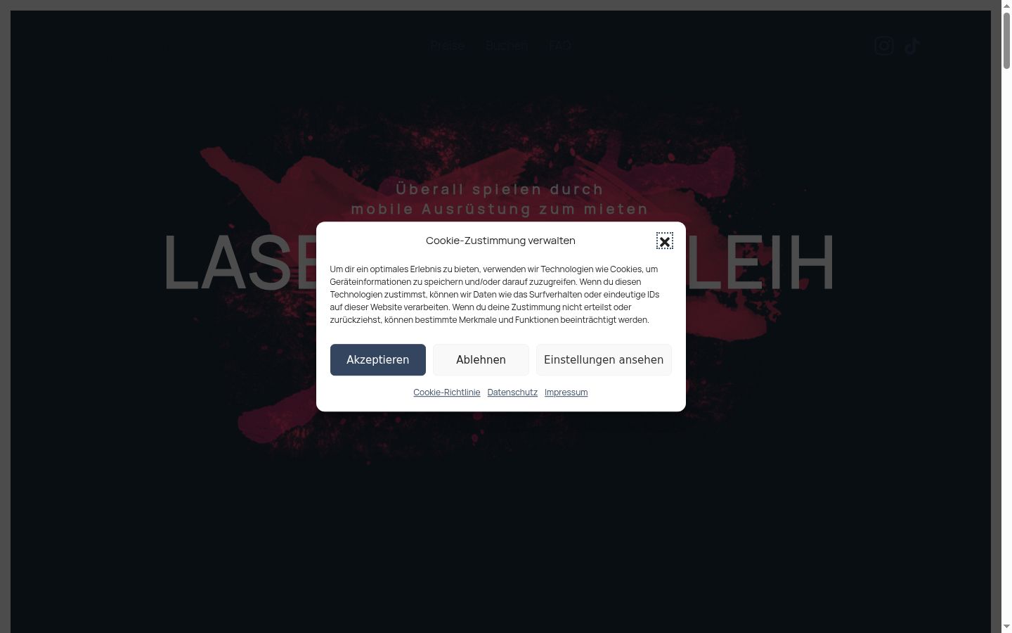 Screenshot του banner συγκατάθεσης που εμφανίστηκε πριν από οποιαδήποτε αλληλεπίδραση