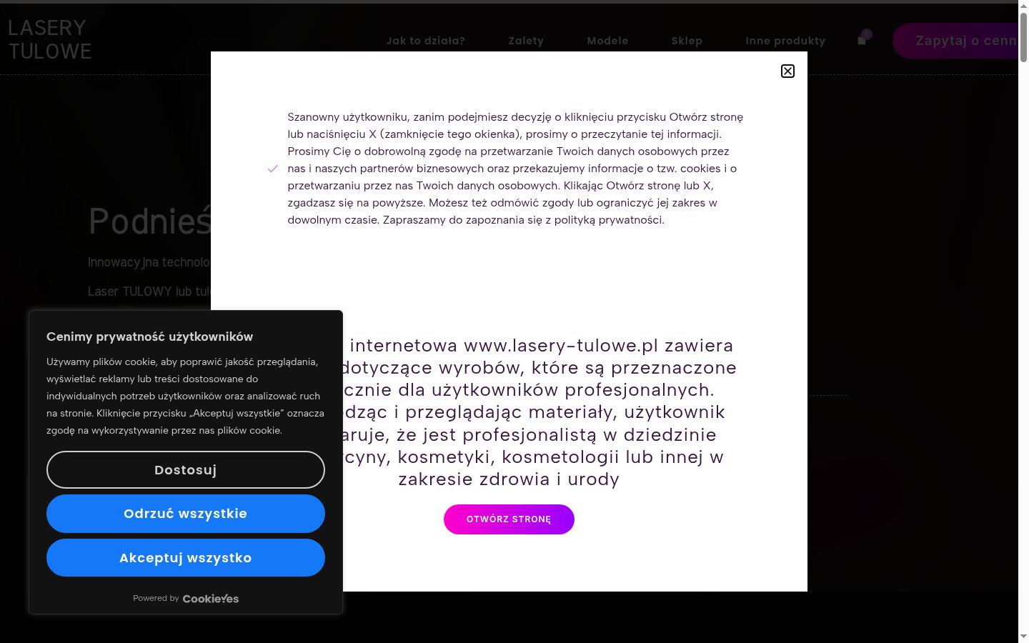 Screenshot of the consent banner shown before any interaction