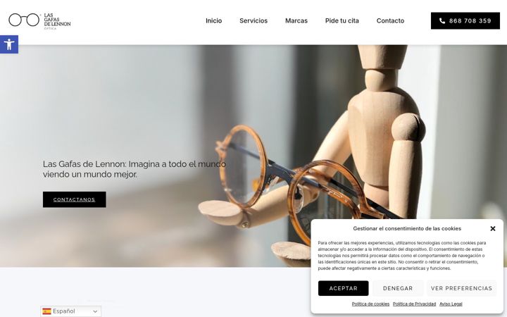 Screenshot of lasgafasdelennon.com