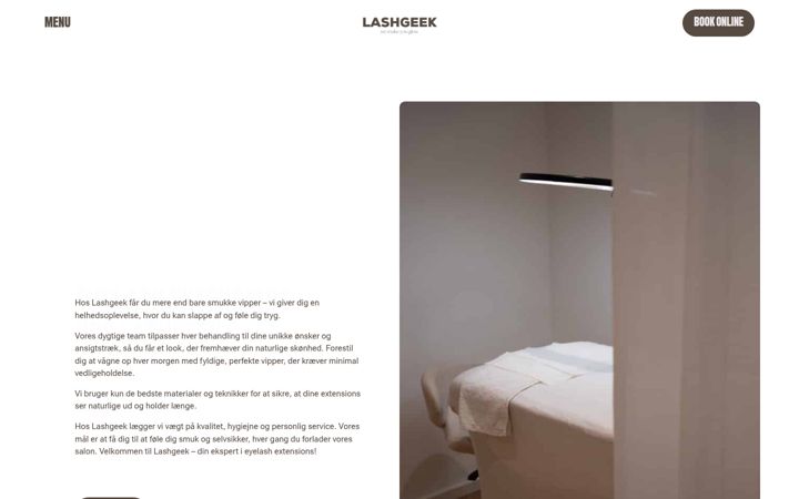 Screenshot of lashgeek.dk