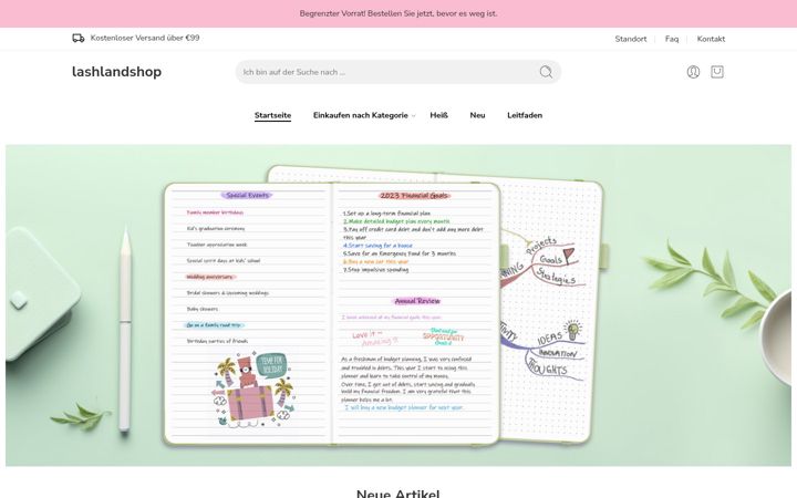 Screenshot of lashlandshop.de