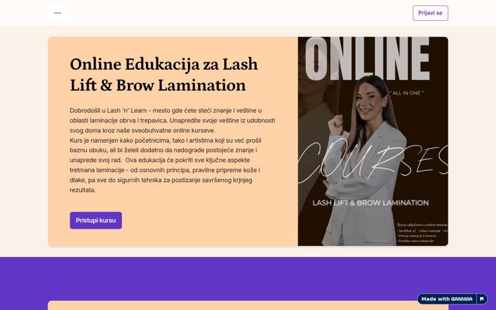 Screenshot of lashnlearn.com