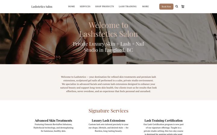 Screenshot of lashsteticssalon.com