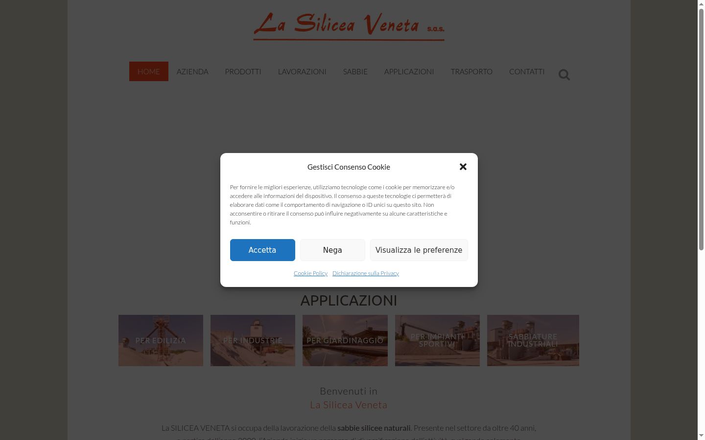 Screenshot del banner di consenso mostrato prima di qualsiasi interazione
