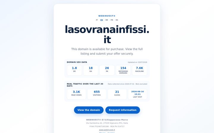 Screenshot of lasovranainfissi.it