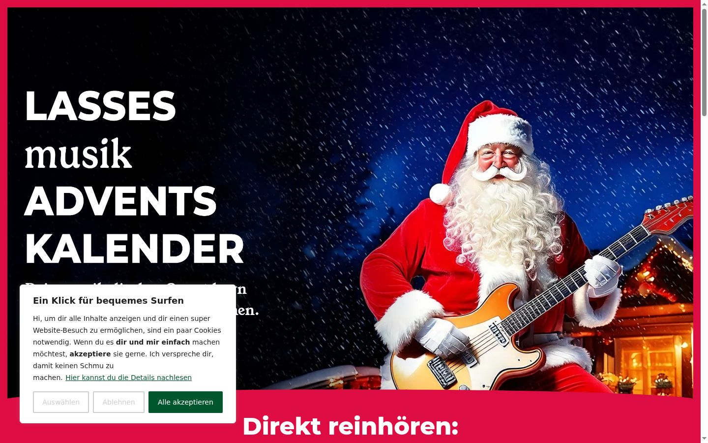 Screenshot des Einwilligungsbanners vor jeglicher Interaktion