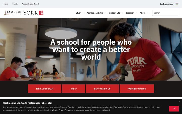 Screenshot of lassonde.yorku.ca