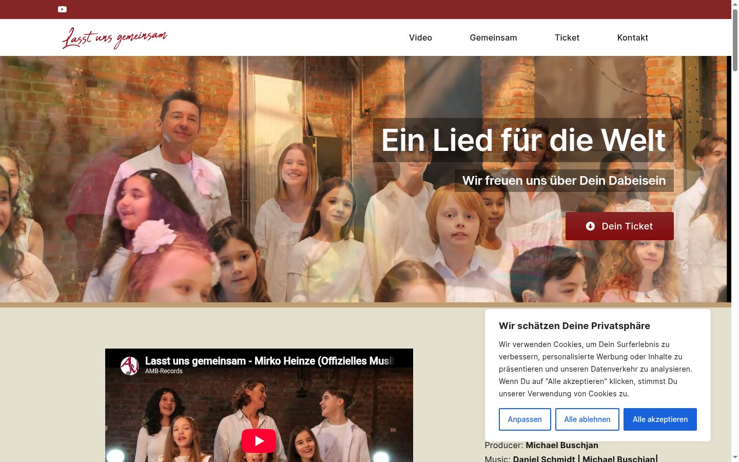 Screenshot des Einwilligungsbanners vor jeglicher Interaktion