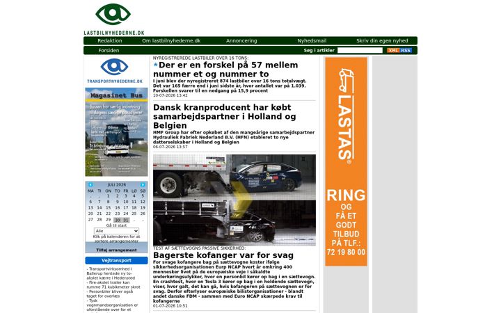Screenshot of lastbilnyhederne.dk