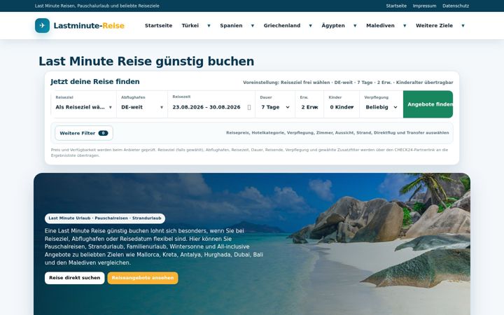 Screenshot of lastminute-reise.com