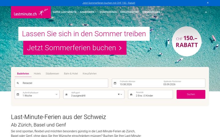 Screenshot of lastminute.ch