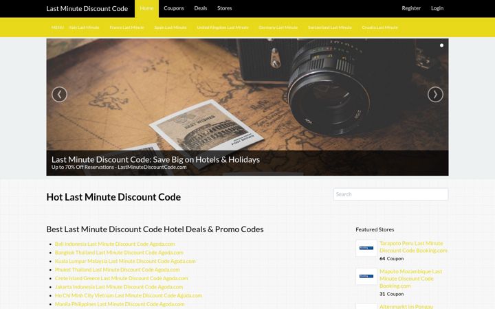 Screenshot of lastminutediscountcode.com
