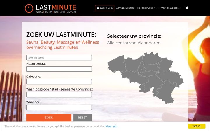 Screenshot of lastminutesauna.be