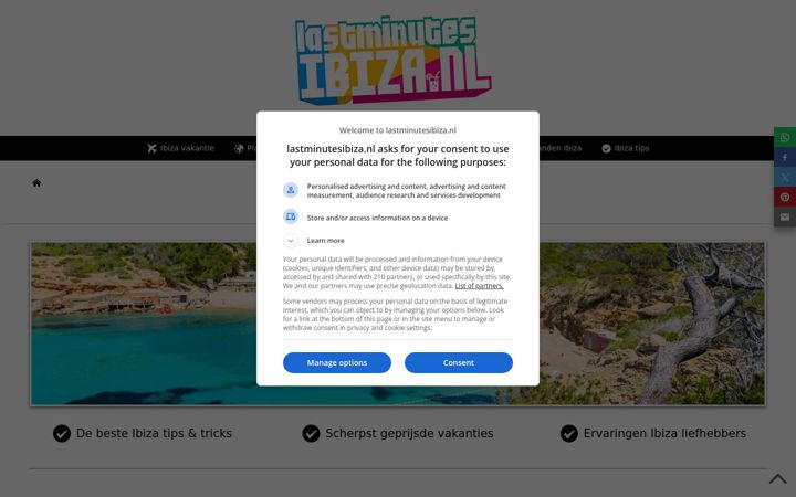 Screenshot of lastminutesibiza.nl