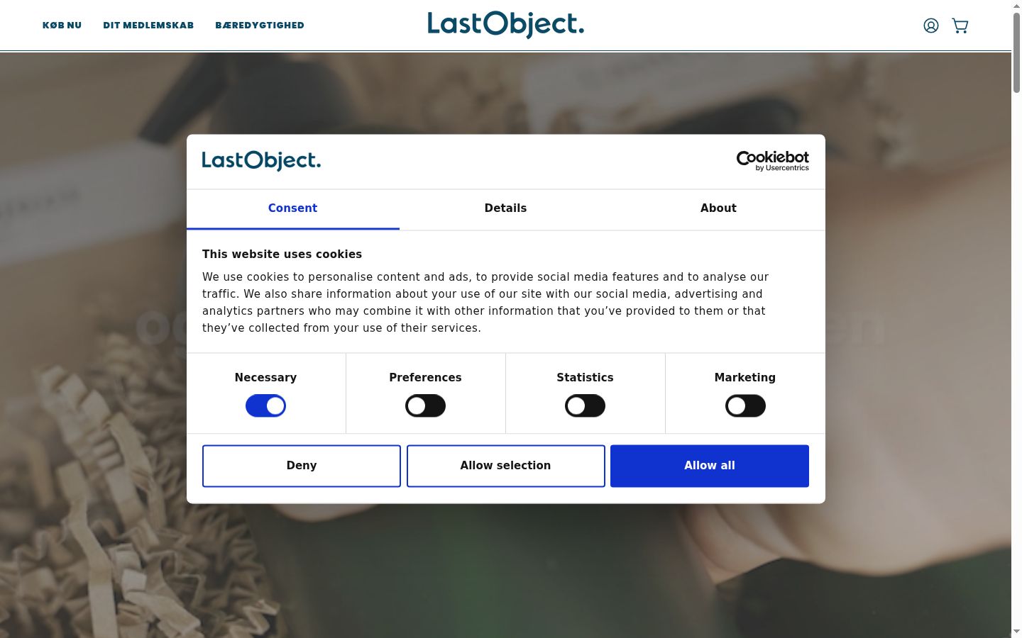 Screenshot del banner di consenso mostrato prima di qualsiasi interazione