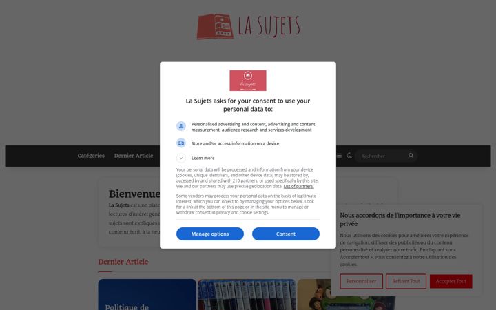 Screenshot of lasujets.com