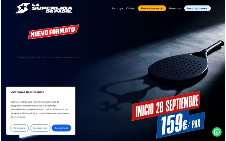 Screenshot of lasuperligadepadel.com