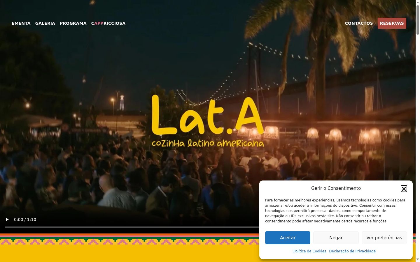 Screenshot del banner di consenso mostrato prima di qualsiasi interazione