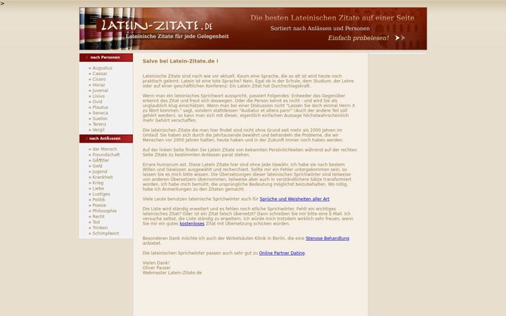 Screenshot of latein-zitate.de