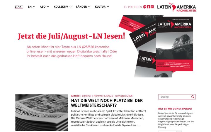 Screenshot of lateinamerika-nachrichten.de