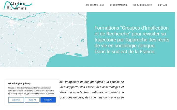 Screenshot of latelierdeschemins.com