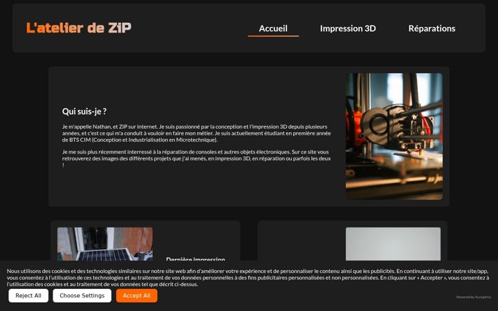 Snimka zaslona za latelierdezip.fr