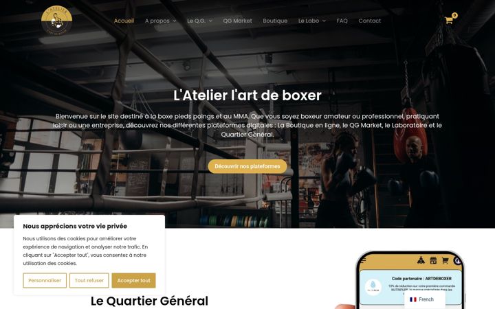 Screenshot of latelierlartdeboxer.com