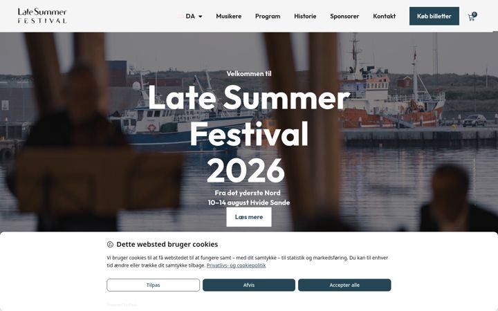 Screenshot of latesummerfestival.dk