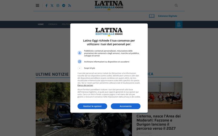 Screenshot of latinaoggi.eu