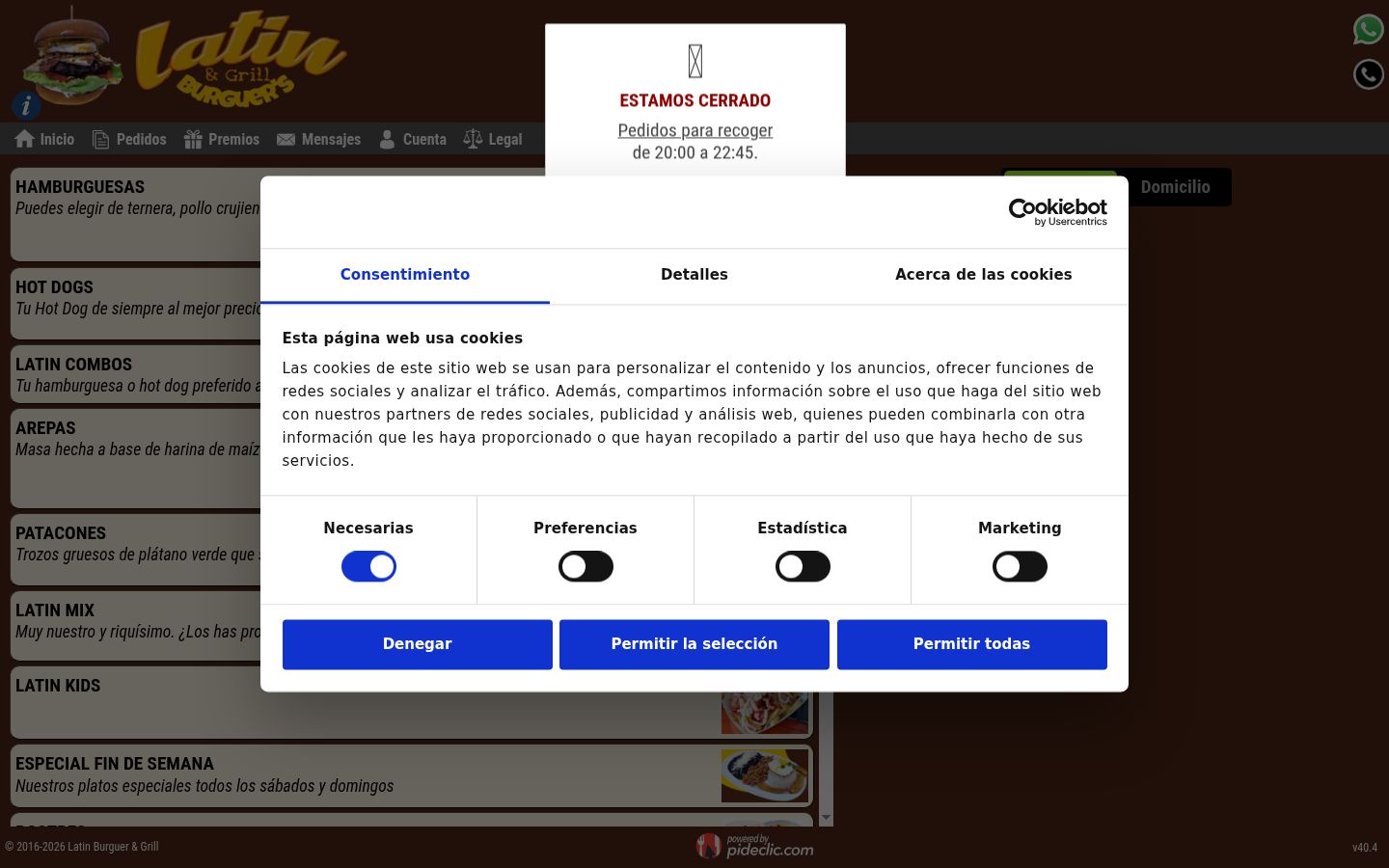 Screenshot del banner di consenso mostrato prima di qualsiasi interazione
