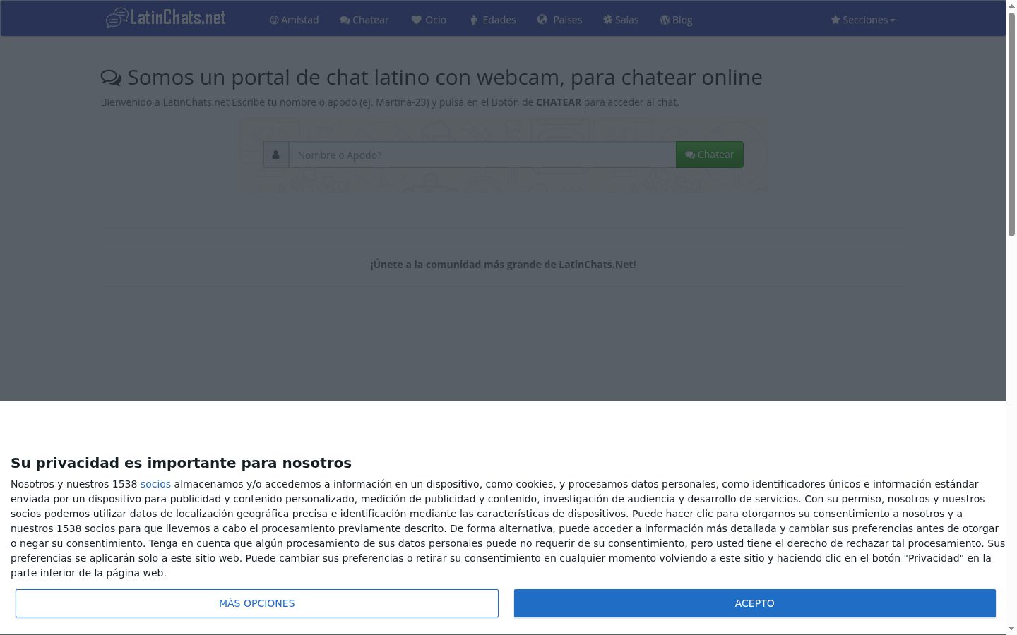 Screenshot del banner di consenso mostrato prima di qualsiasi interazione