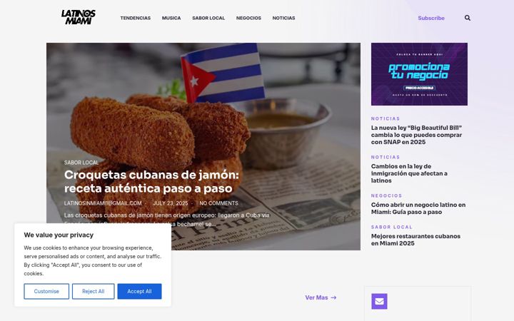 Screenshot of latinosinmiami.com