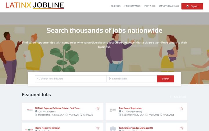 Screenshot of latinxjobline.com