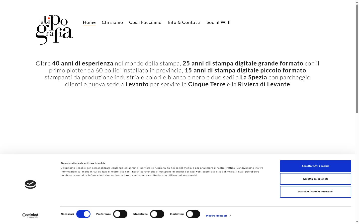 Screenshot del banner di consenso mostrato prima di qualsiasi interazione