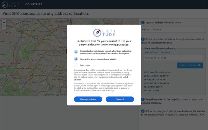 Screenshot of latitude.to