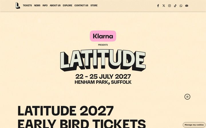 Screenshot of latitudefestival.com